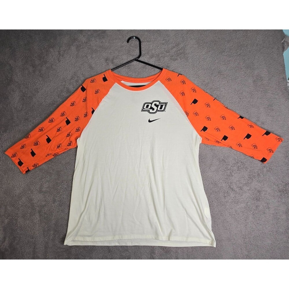 Nike OSU T-Shirt Womens XXL Raglan Sleeve Softball Baseball Top Oklahoma Cowboys